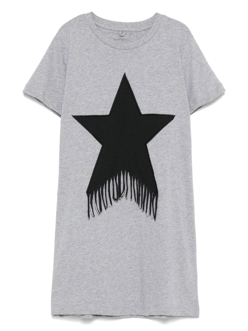 STAR-APPLIQUÉ FRINGED T-SHIRT DRESS
