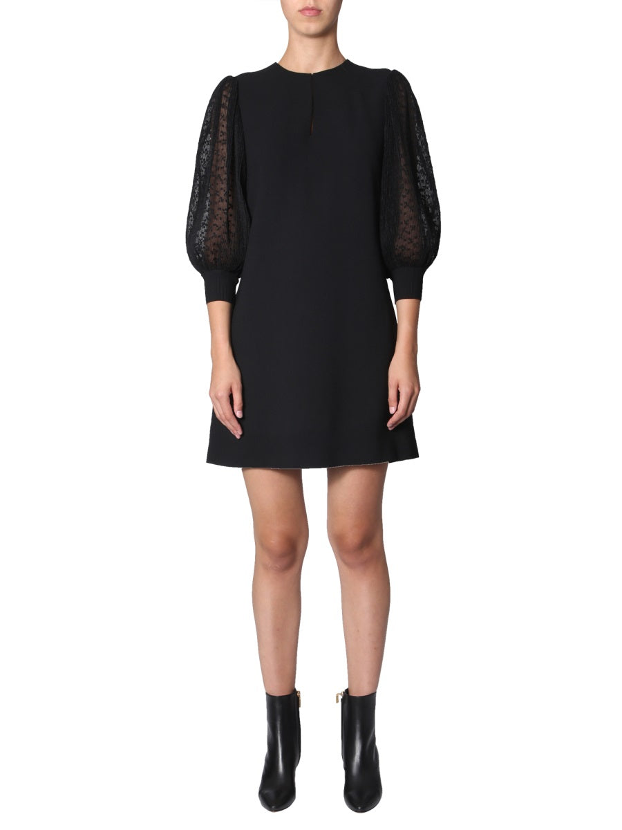 DRESS WITH PLEATED SLEEVES