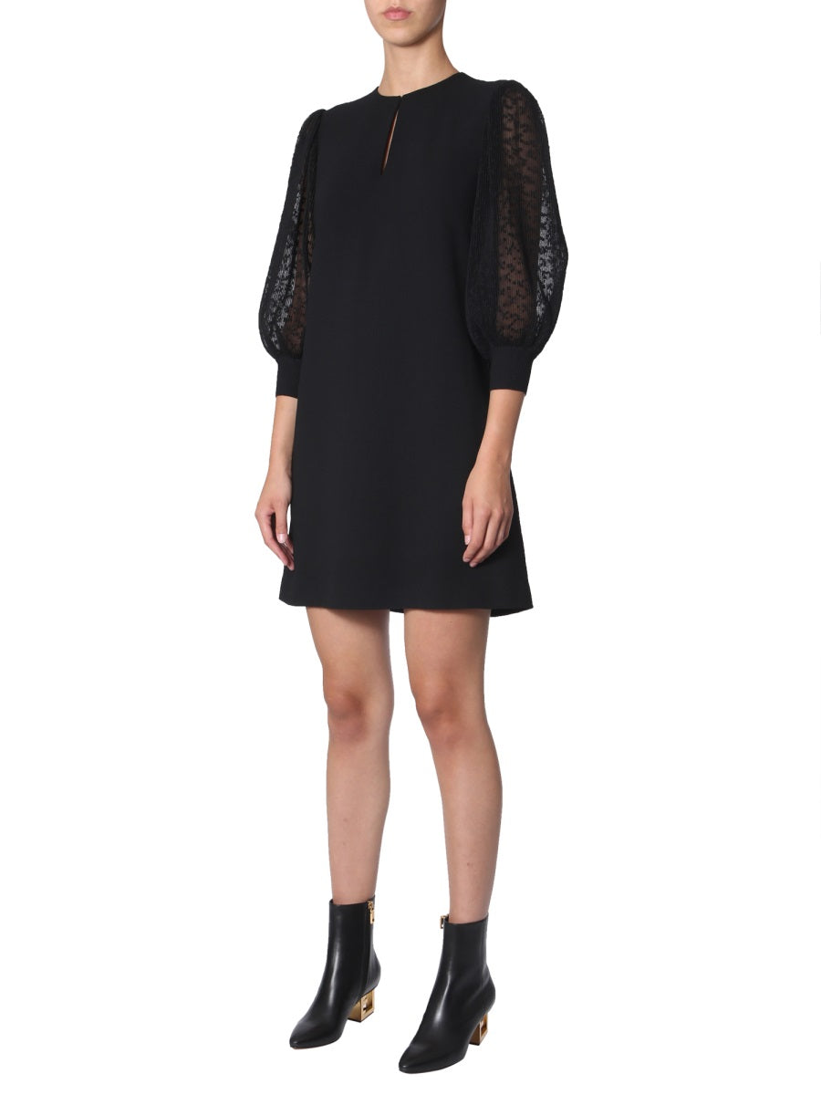 DRESS WITH PLEATED SLEEVES