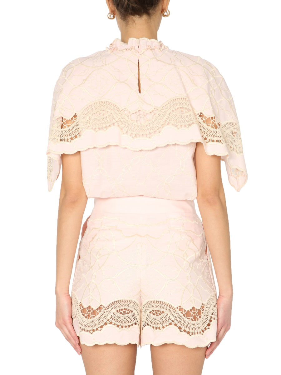 EMBROIDERED CAPE TOP