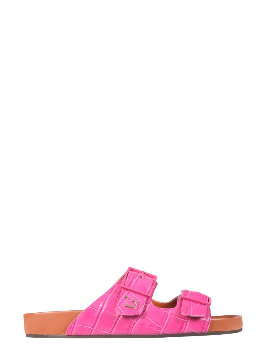 SANDALS WITH COCONUT PRINT LEATHER