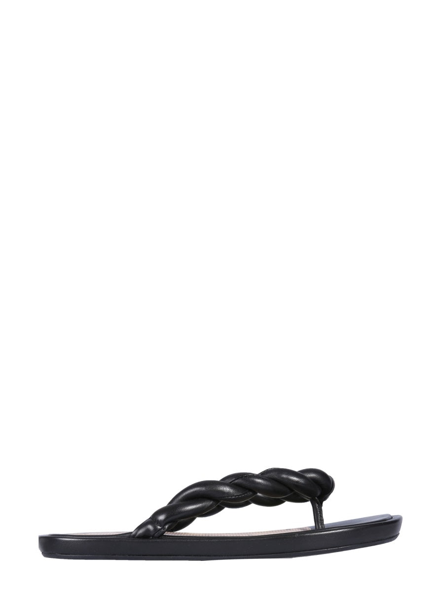 LEATHER SLIDE SANDALS