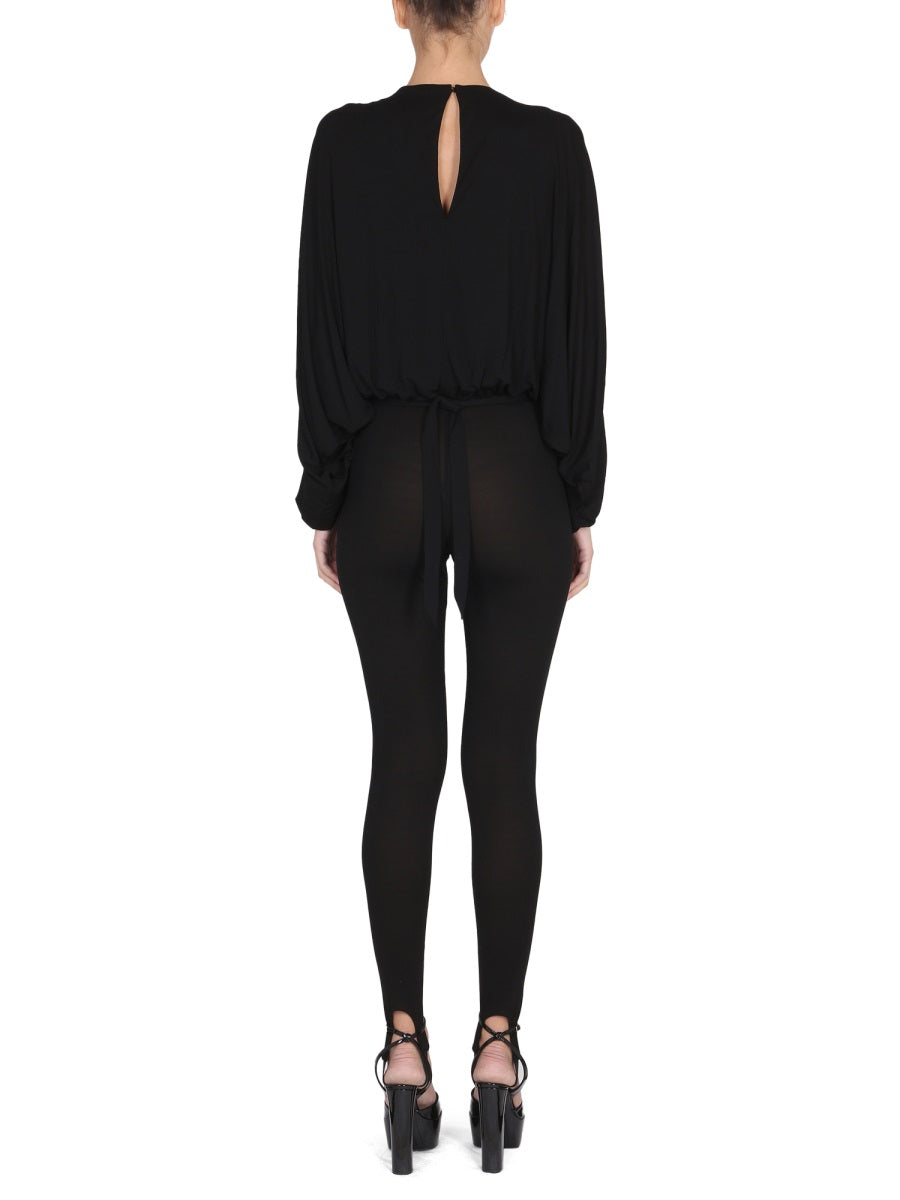 JUMPSUIT WITH OPEN SLEEVES IN CREPE JERSEY