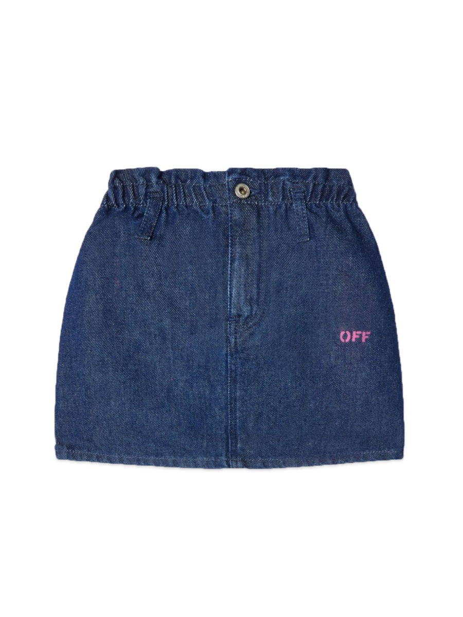 off print plain denim skirt