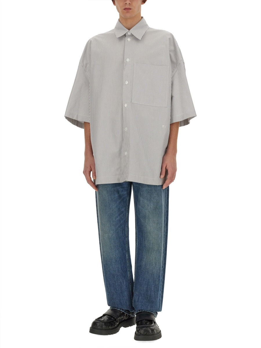 STRIPED OVERSHIRT WITH "BV" EMBROIDERY