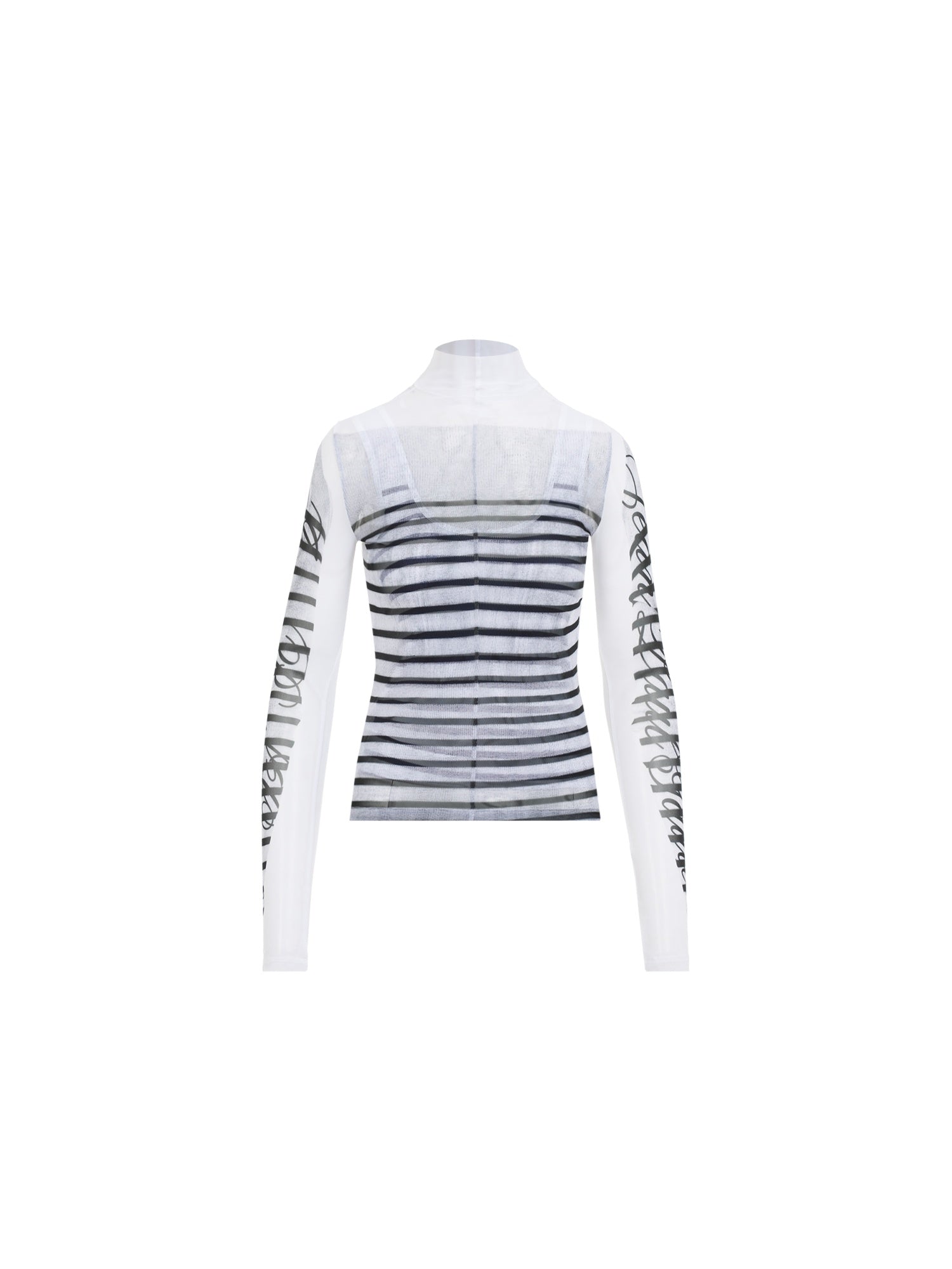 Spandex Mesh Printed Feathers Mariniere Top