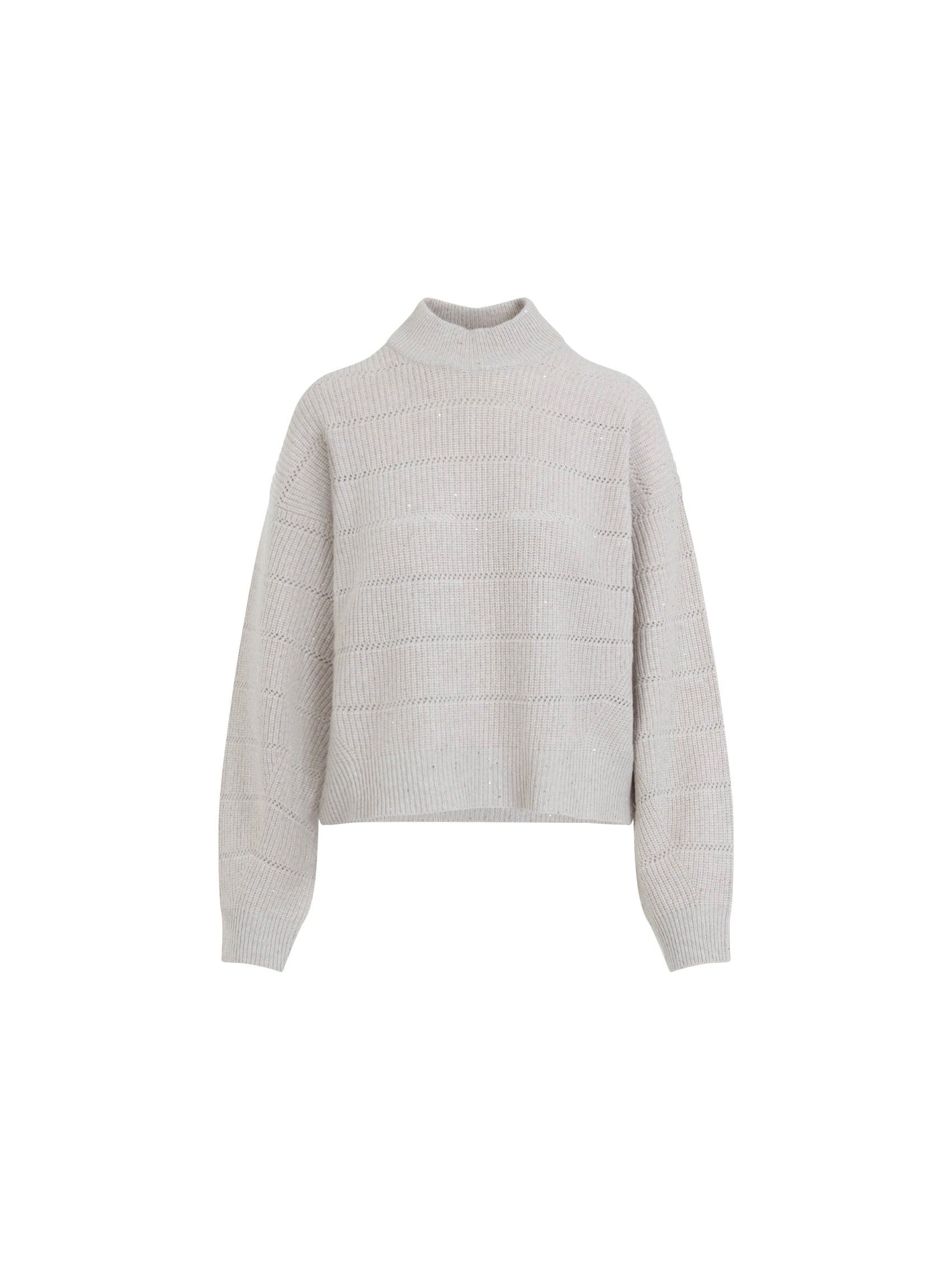 Mock Neck Lana Cashmire Stripe Pullover