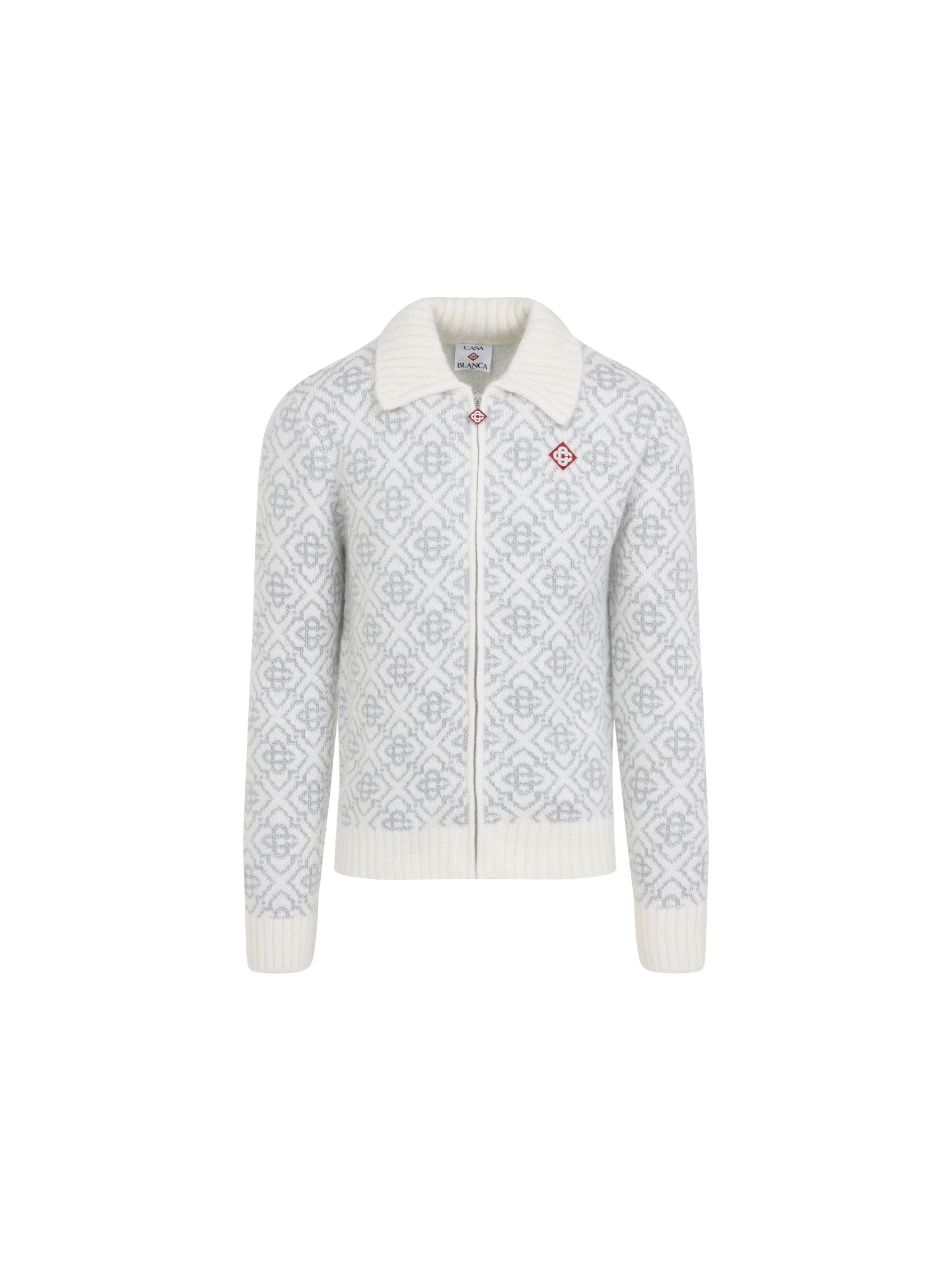 Silver Monogram Zip Up Sweatshirt