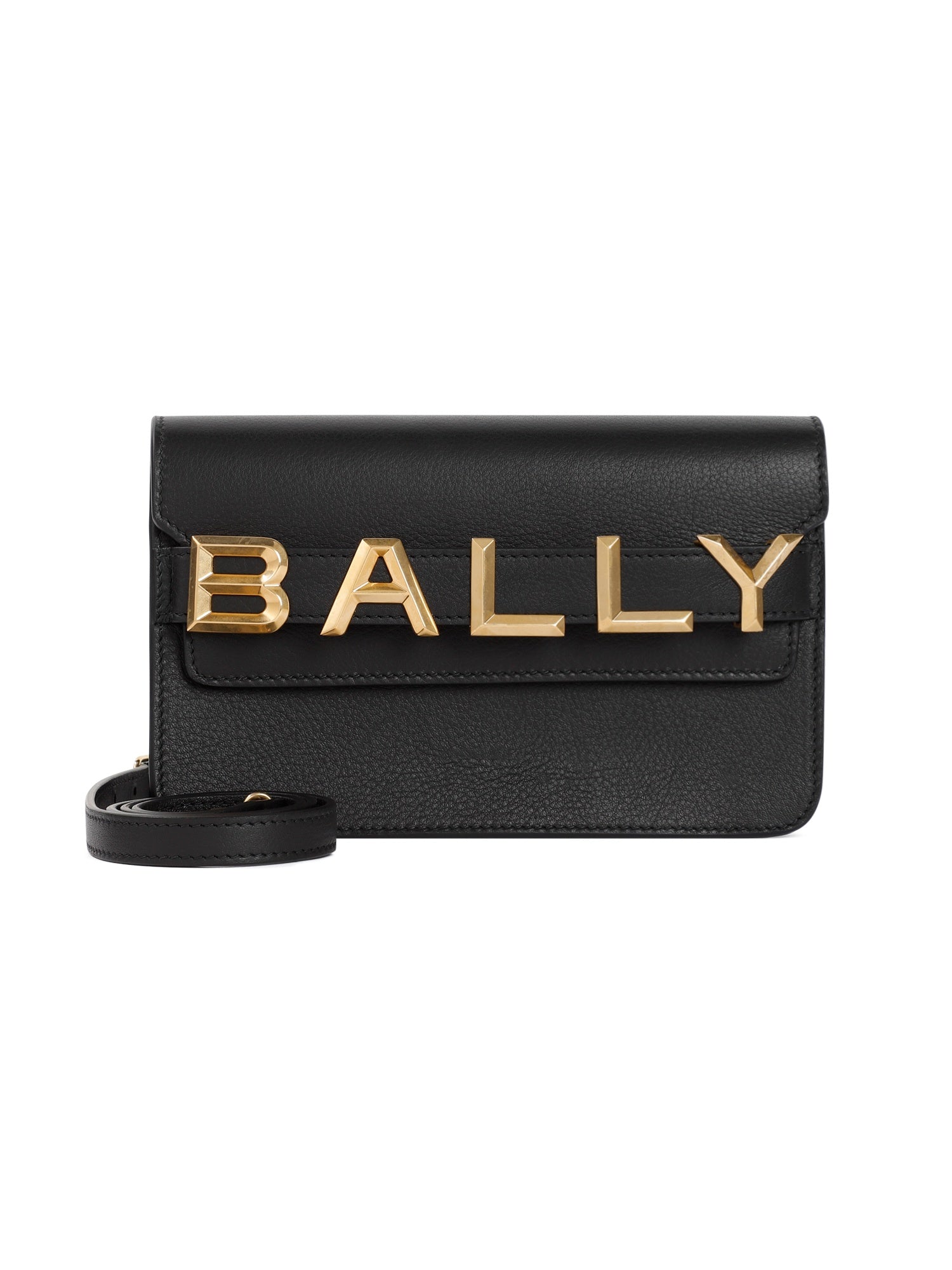 Logo Grained Calf Leather Shoulder Bag
