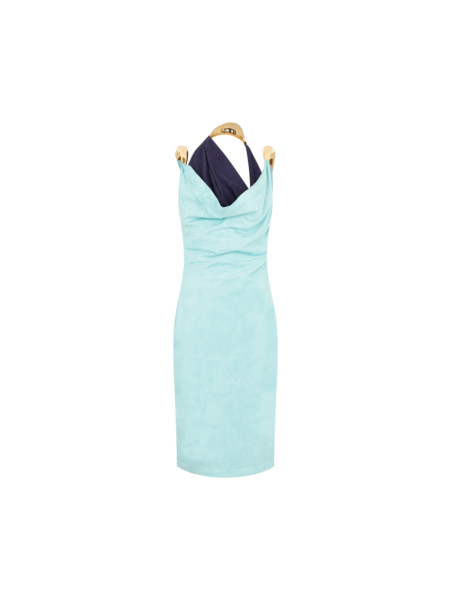 Fluid Suede Midi Dress With Metal Detail