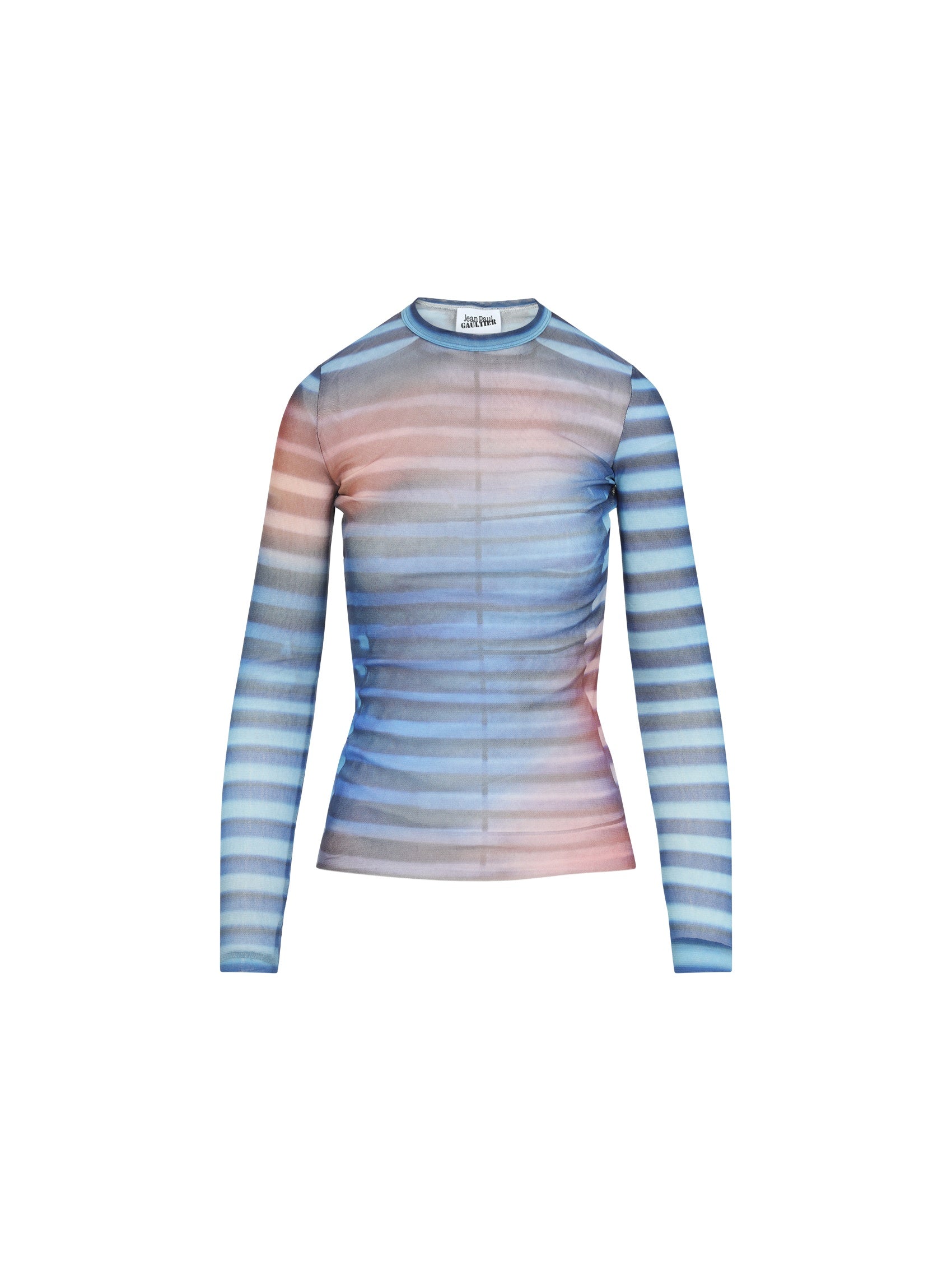 Mesh Printed "Air" Long Sleeves Top