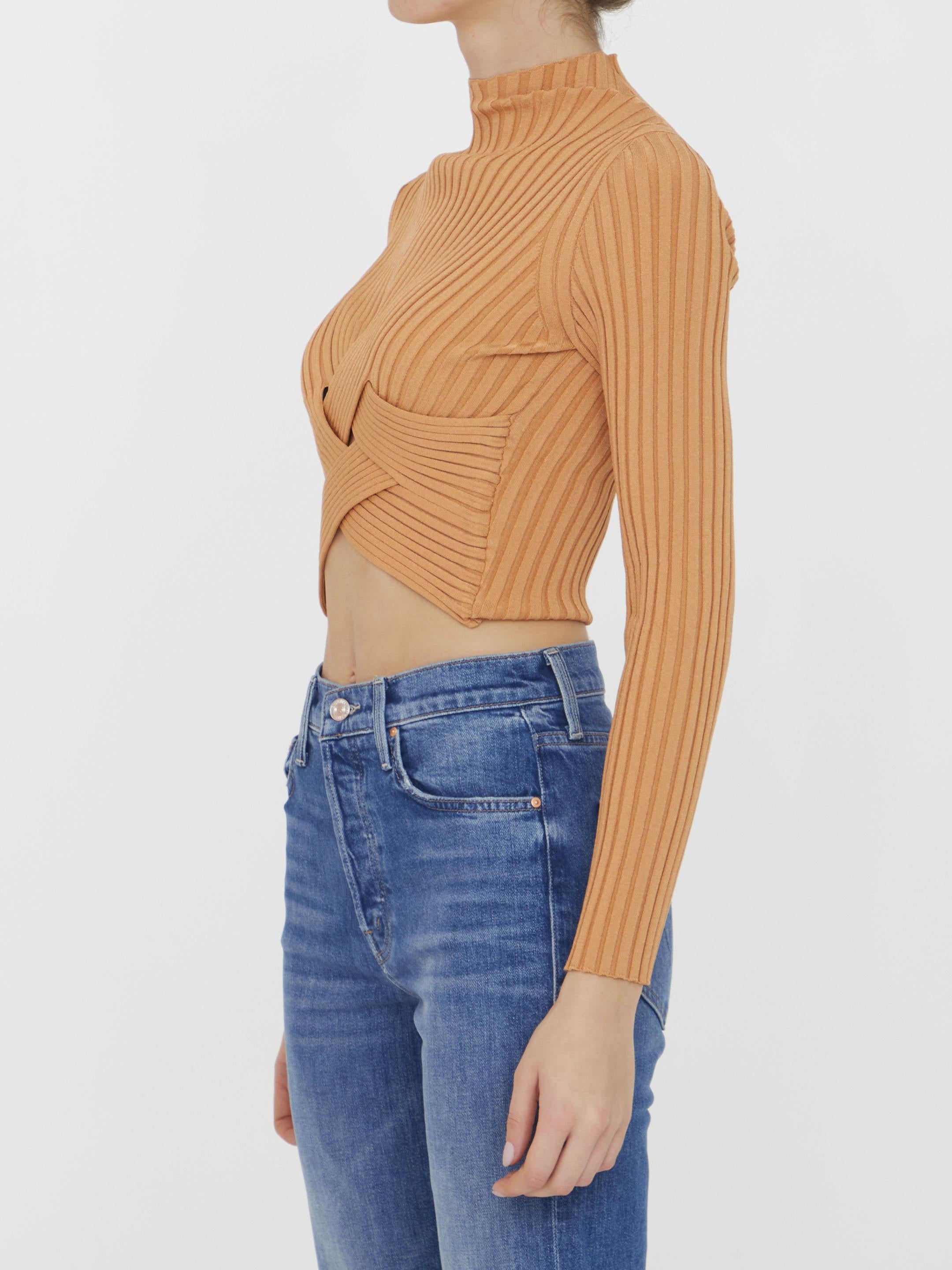 Cropped ribbed jumper