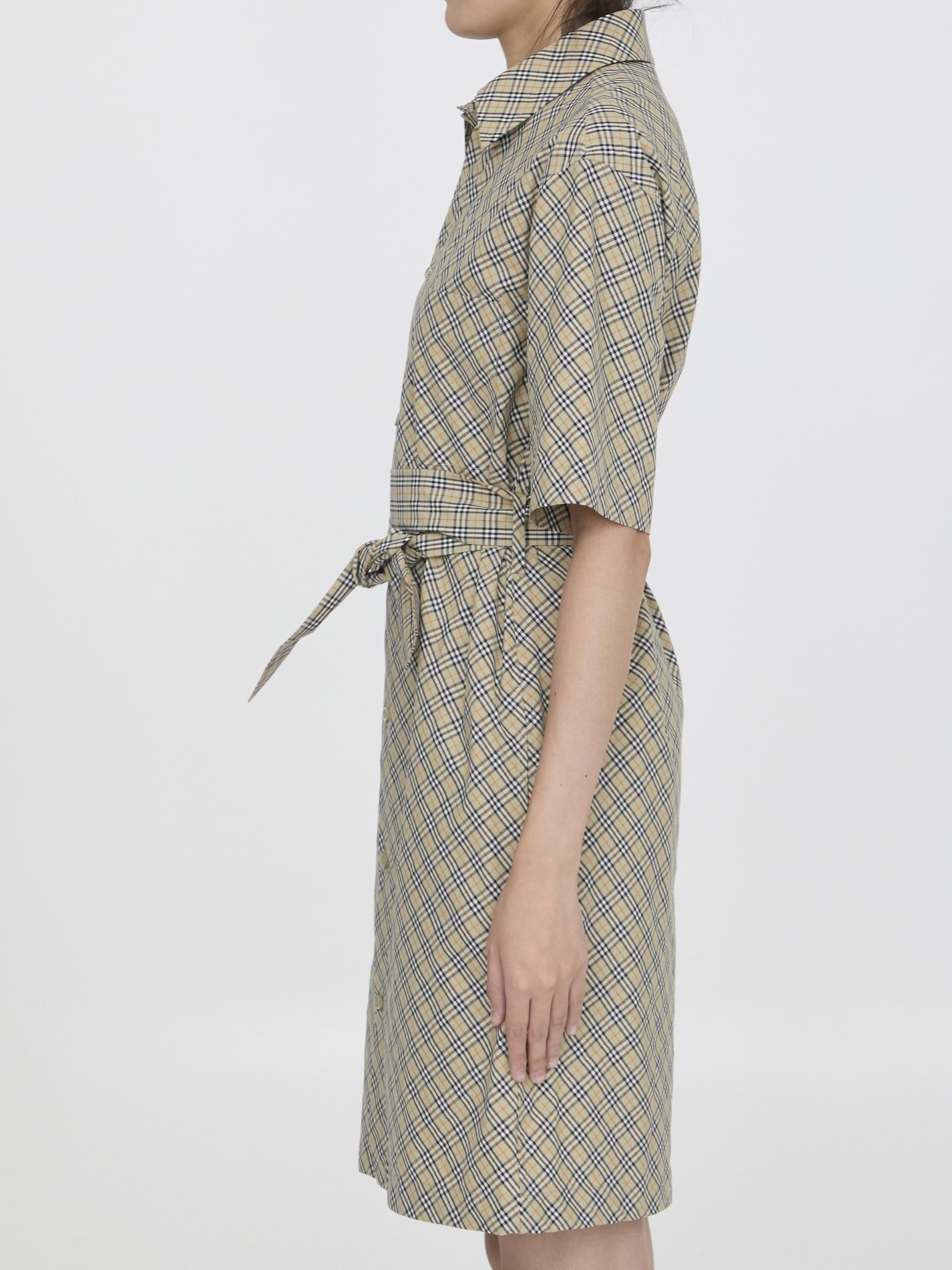 Check cotton shirt dress