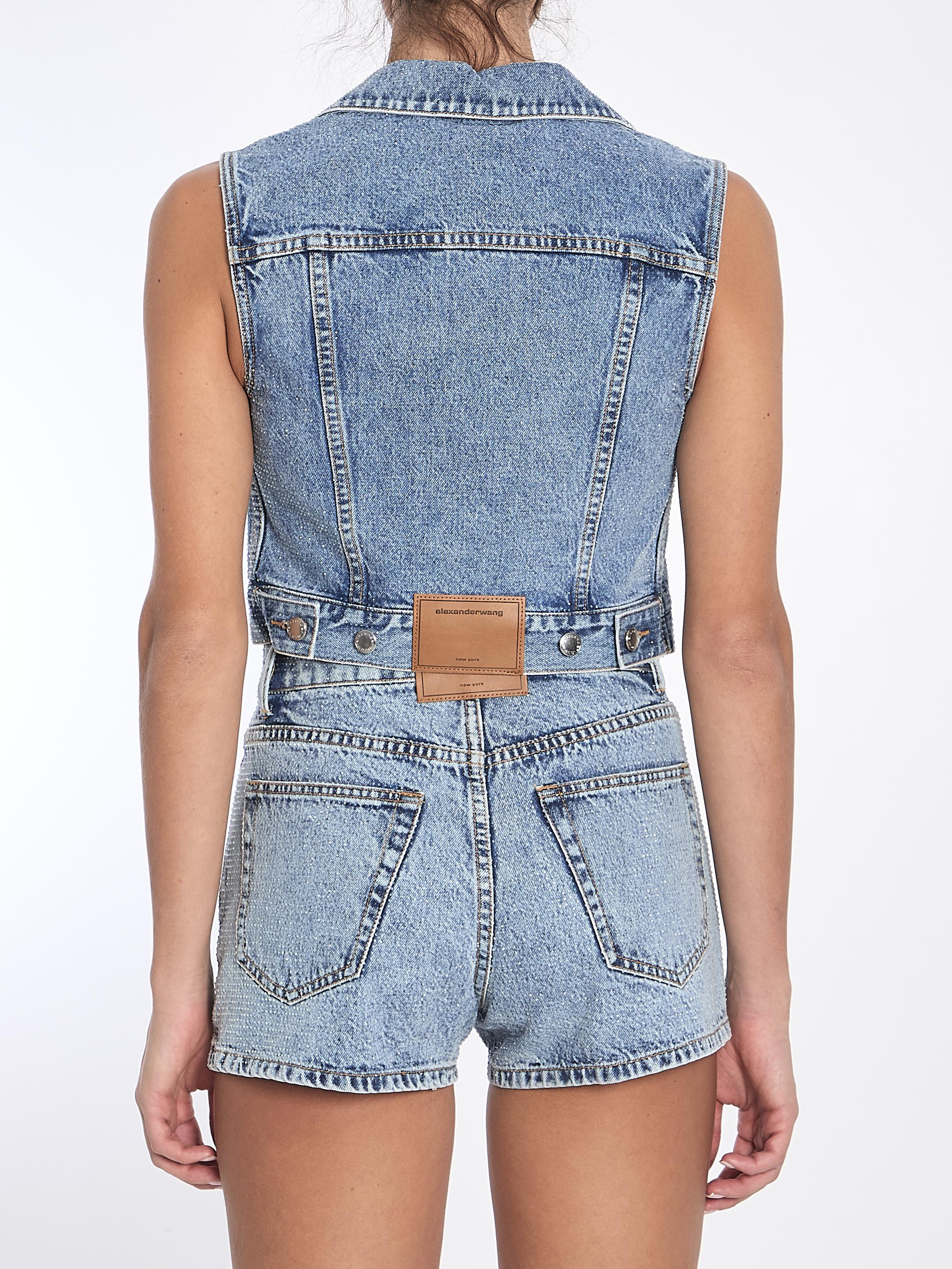 Cropped vest with bows and crystals