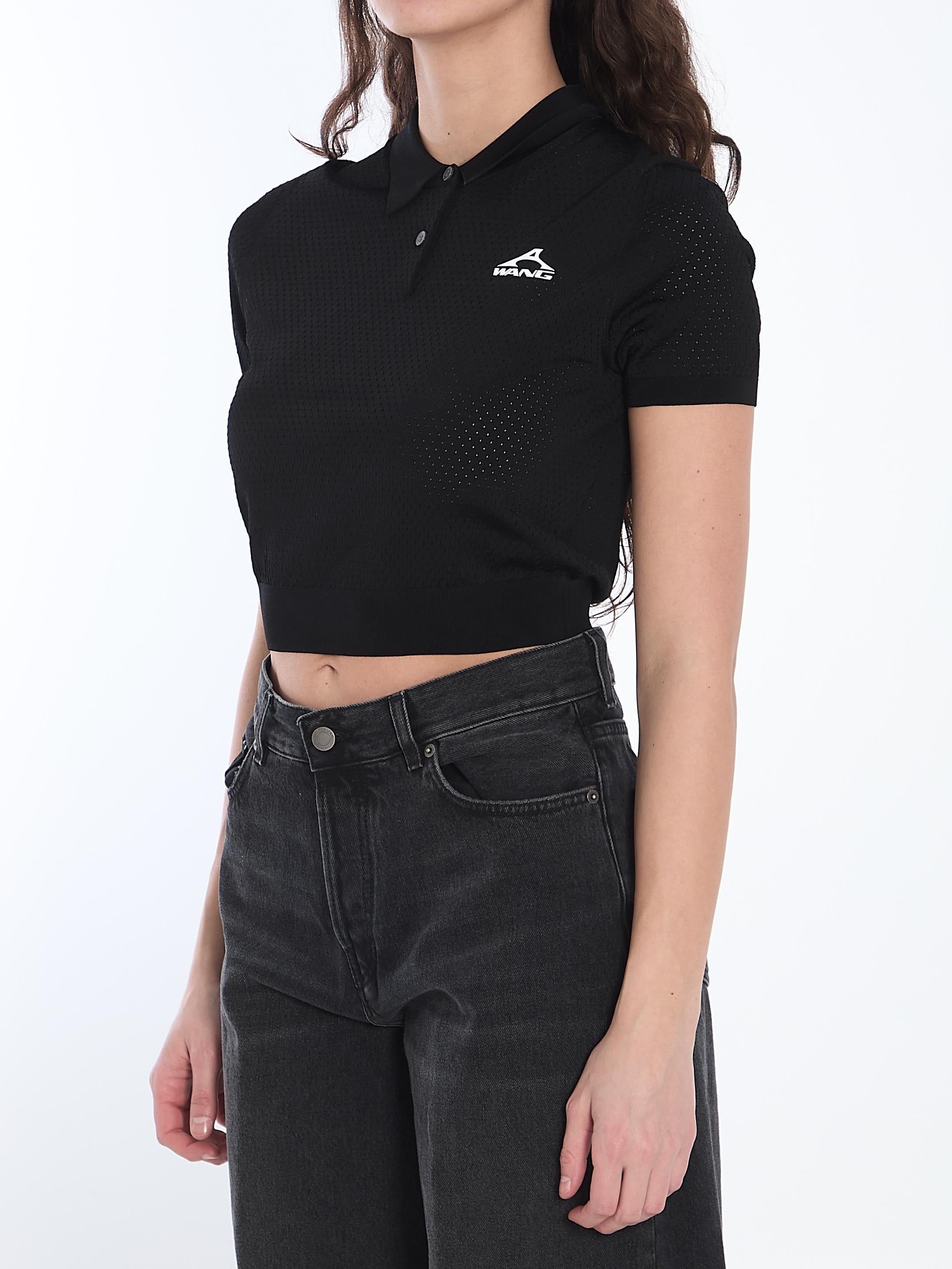 Cropped polo shirt with 3D logo