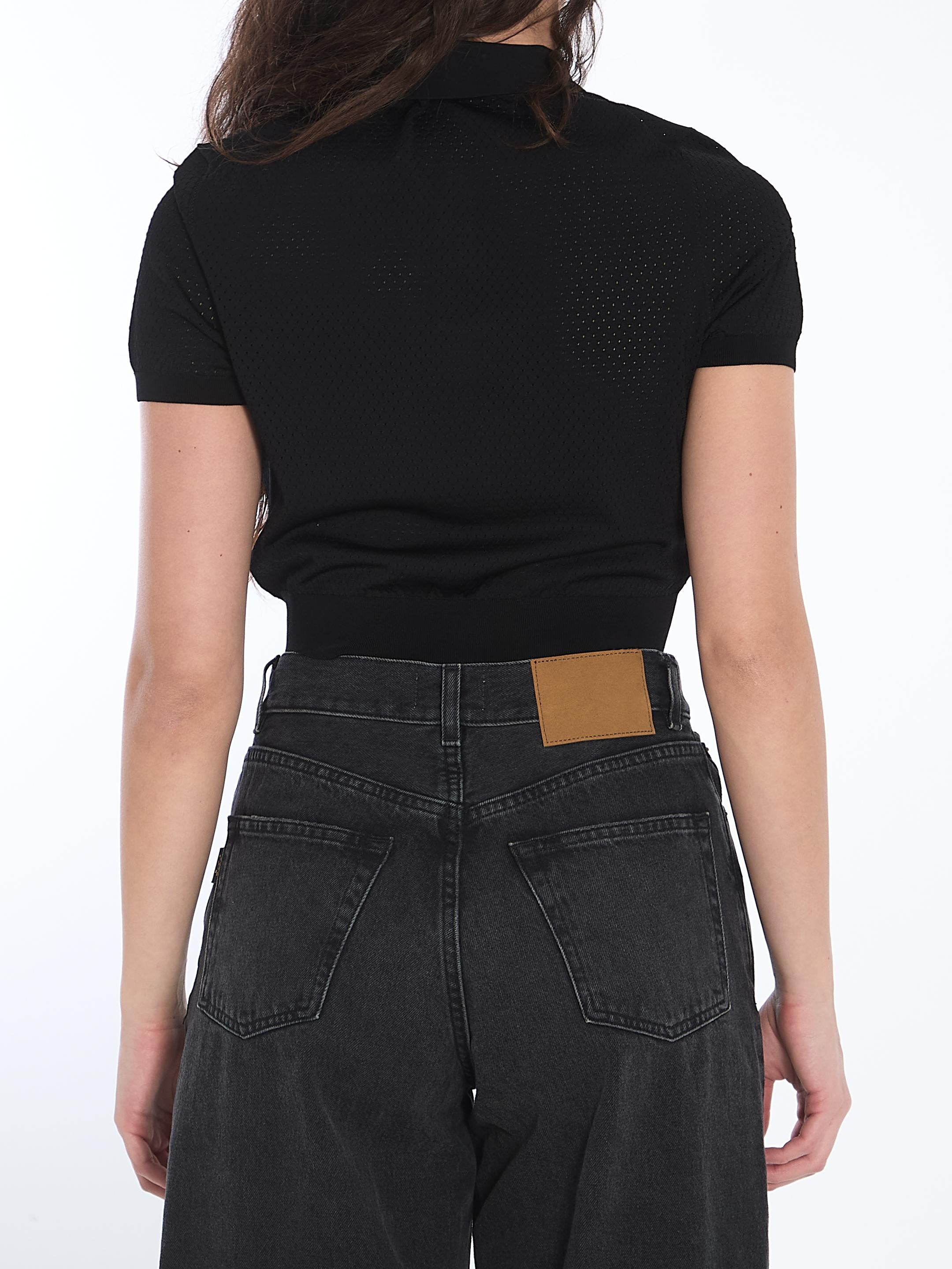 Cropped polo shirt with 3D logo