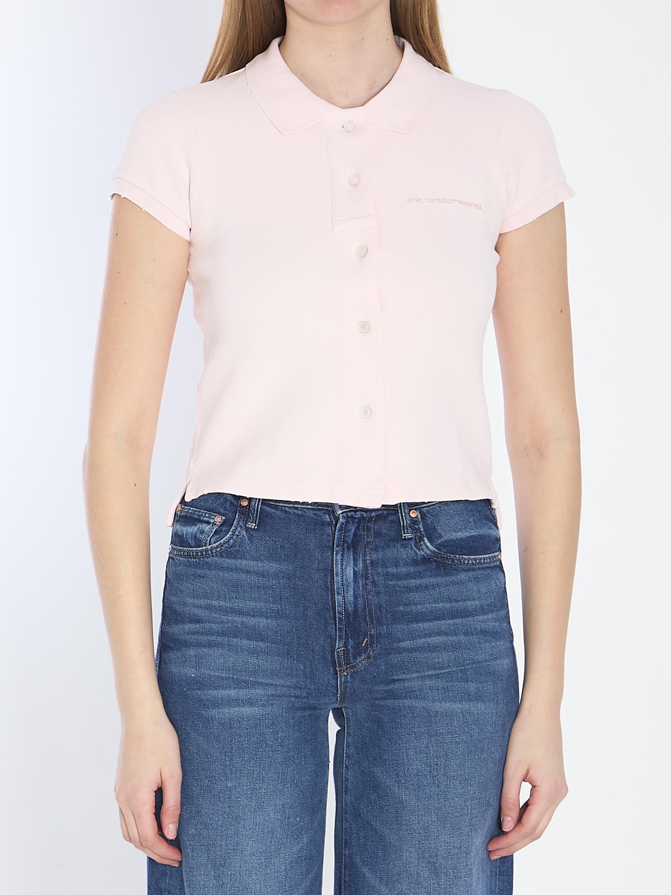 Cropped polo-style cardigan