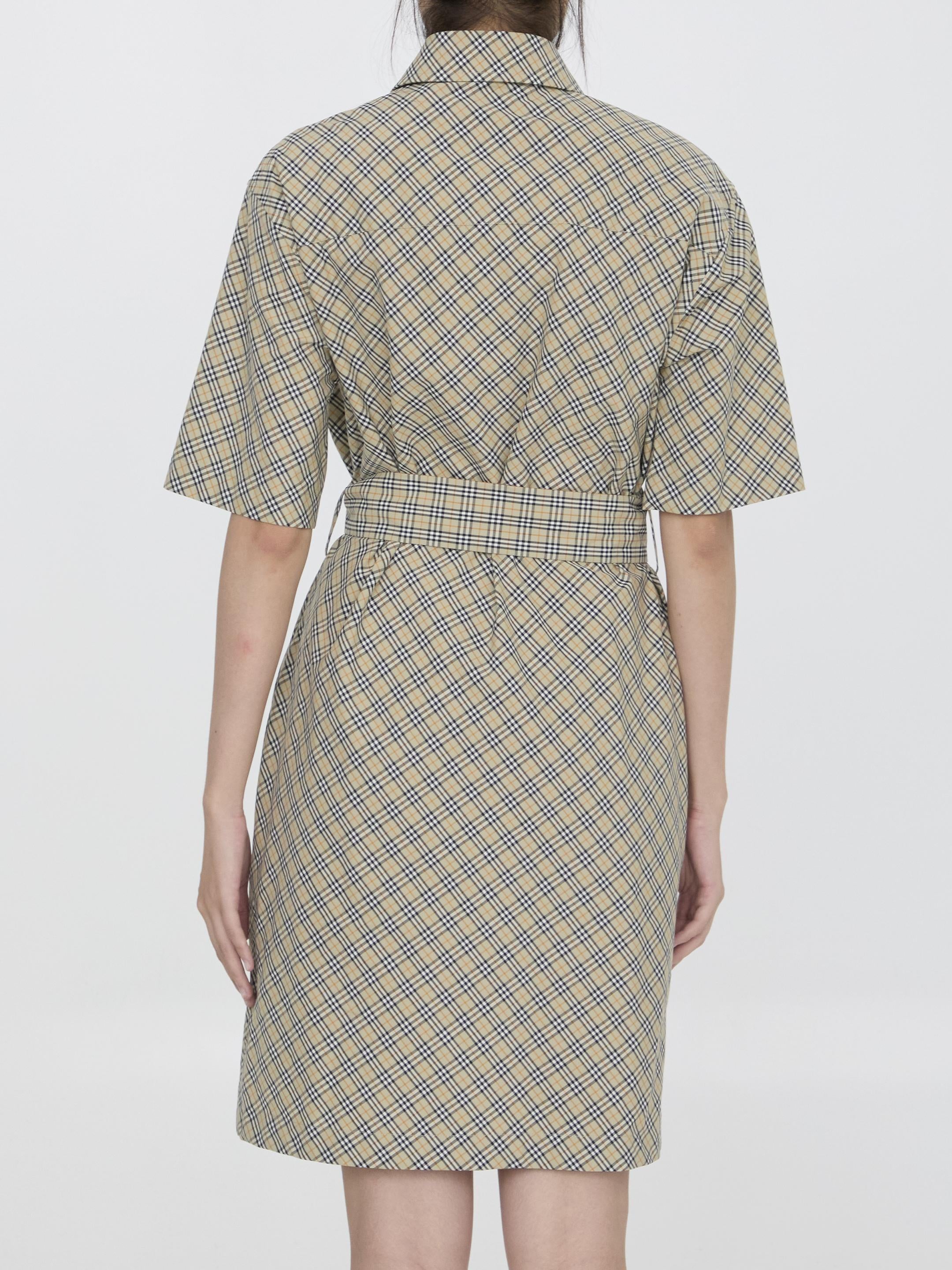 Check cotton shirt dress