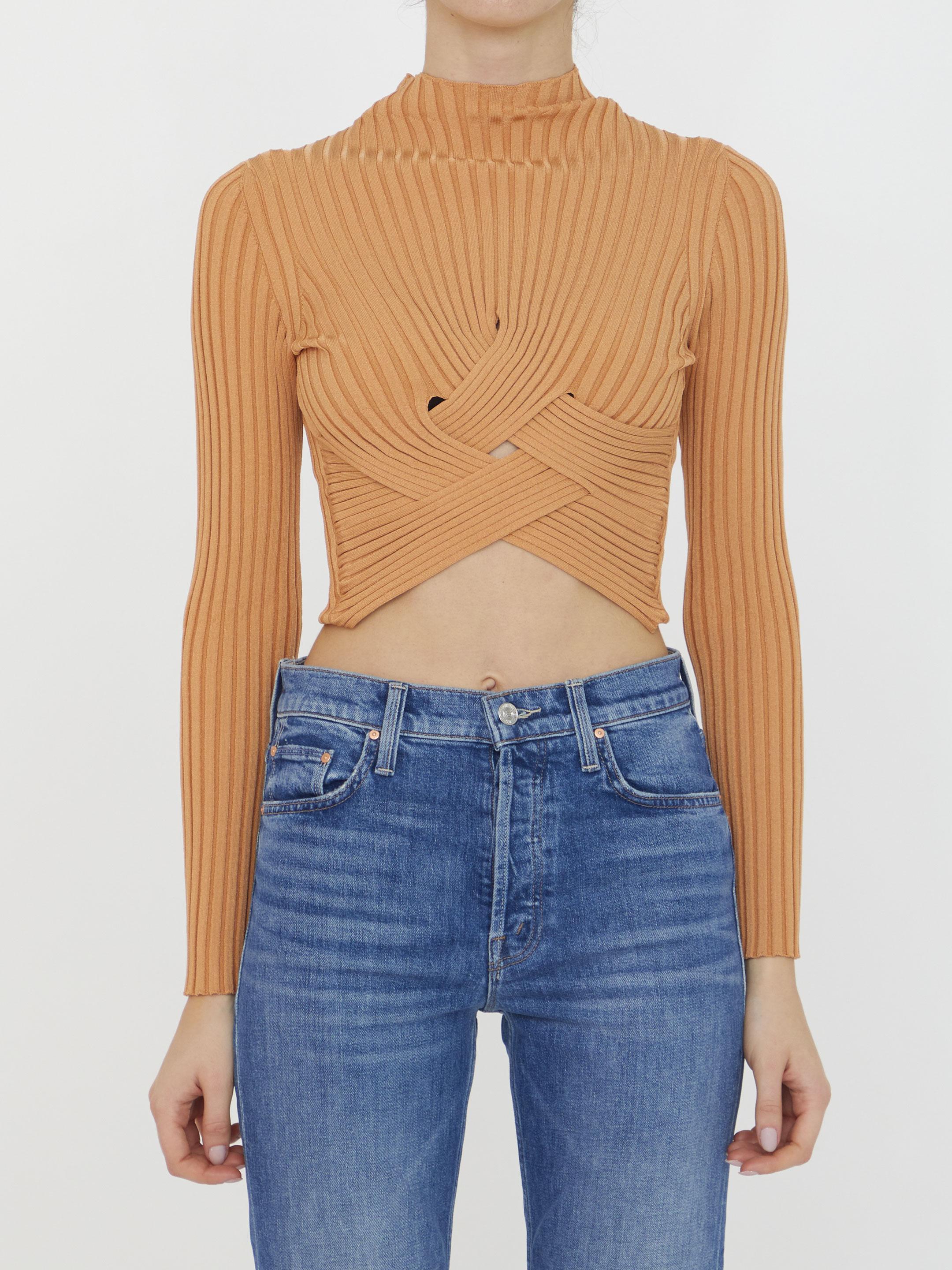 Cropped ribbed jumper