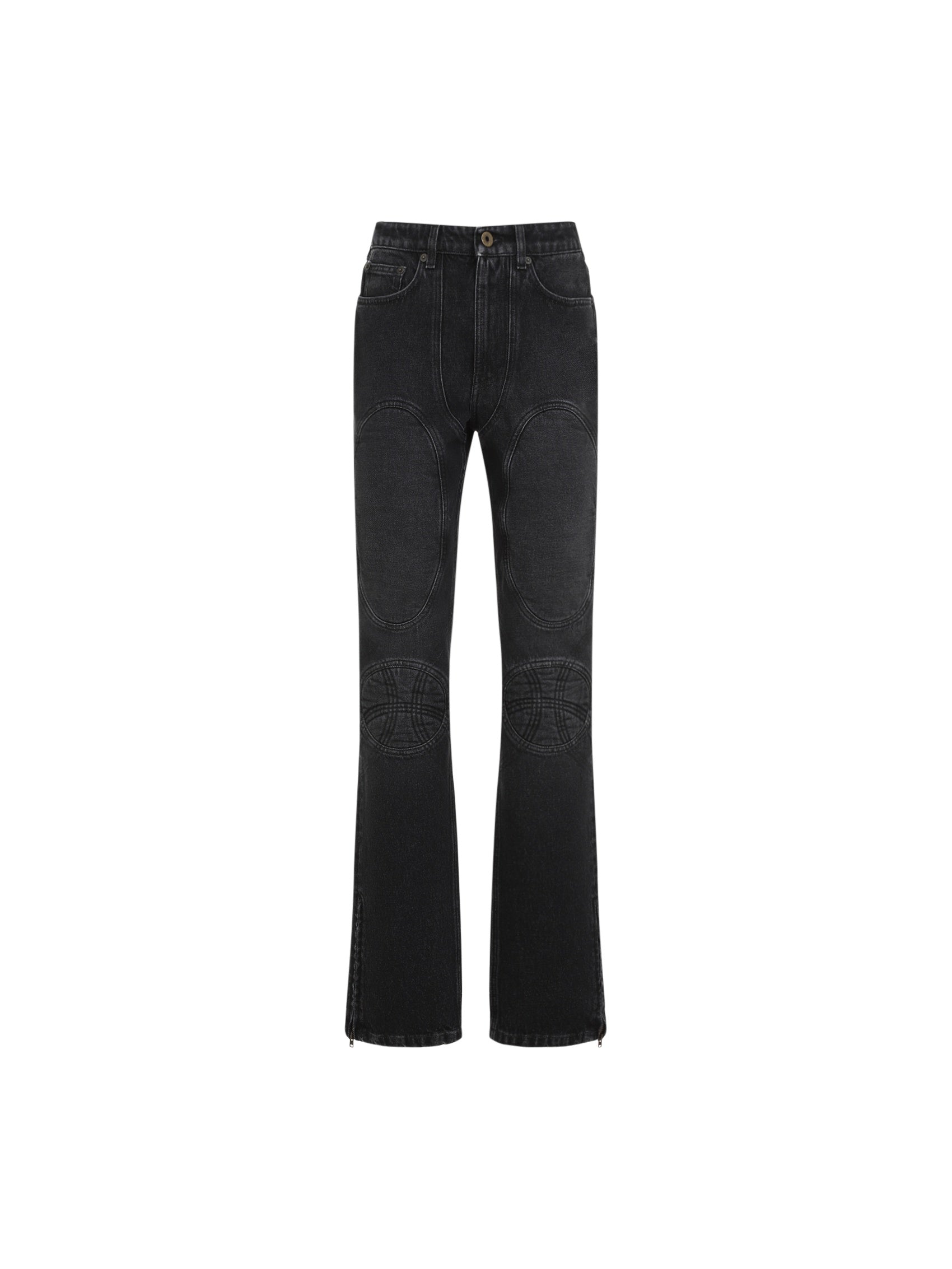 Denim Jeans With Lacing And Knee Bonding Detail