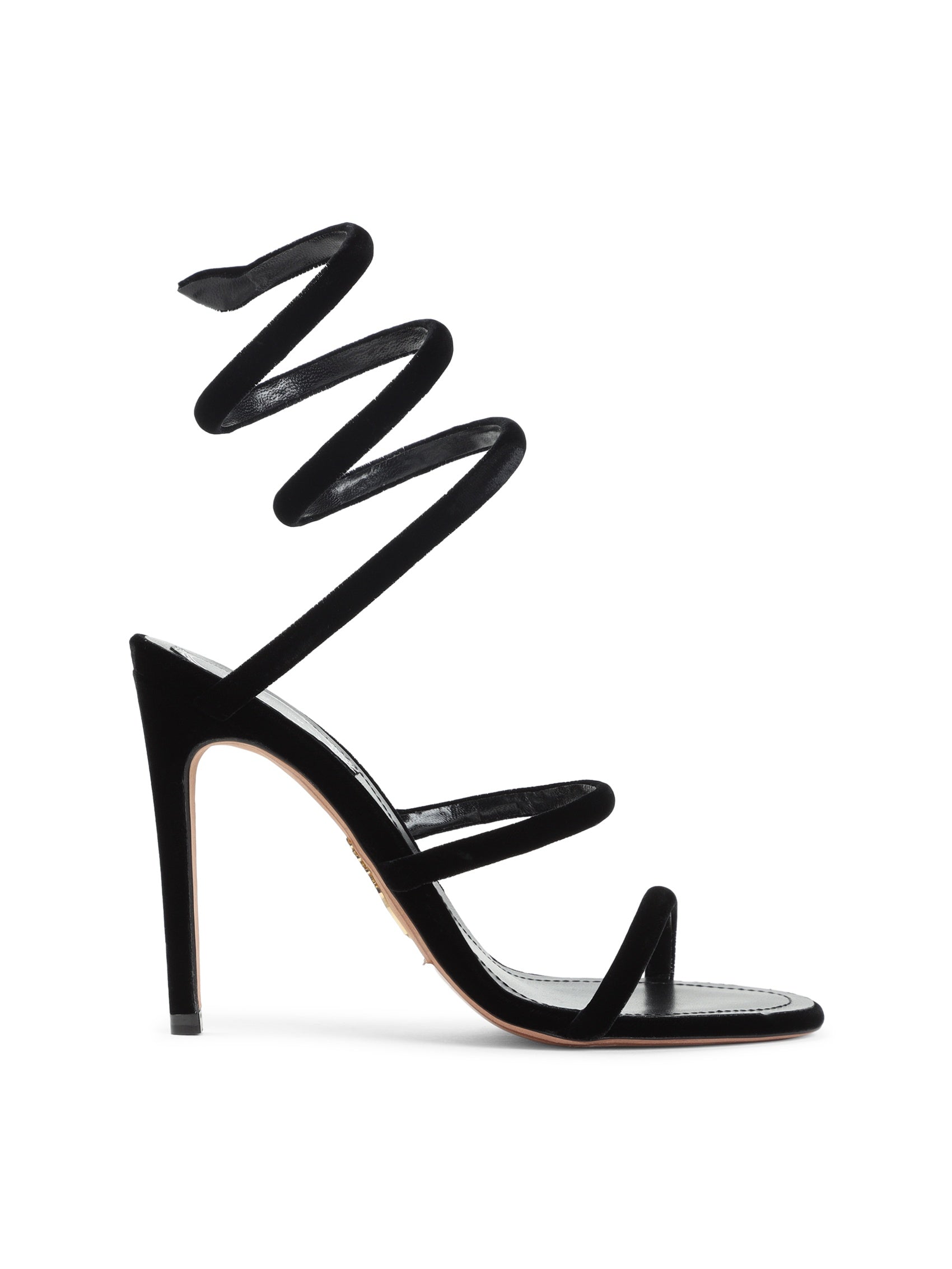 René Caovilla Velvet Snake Sandals