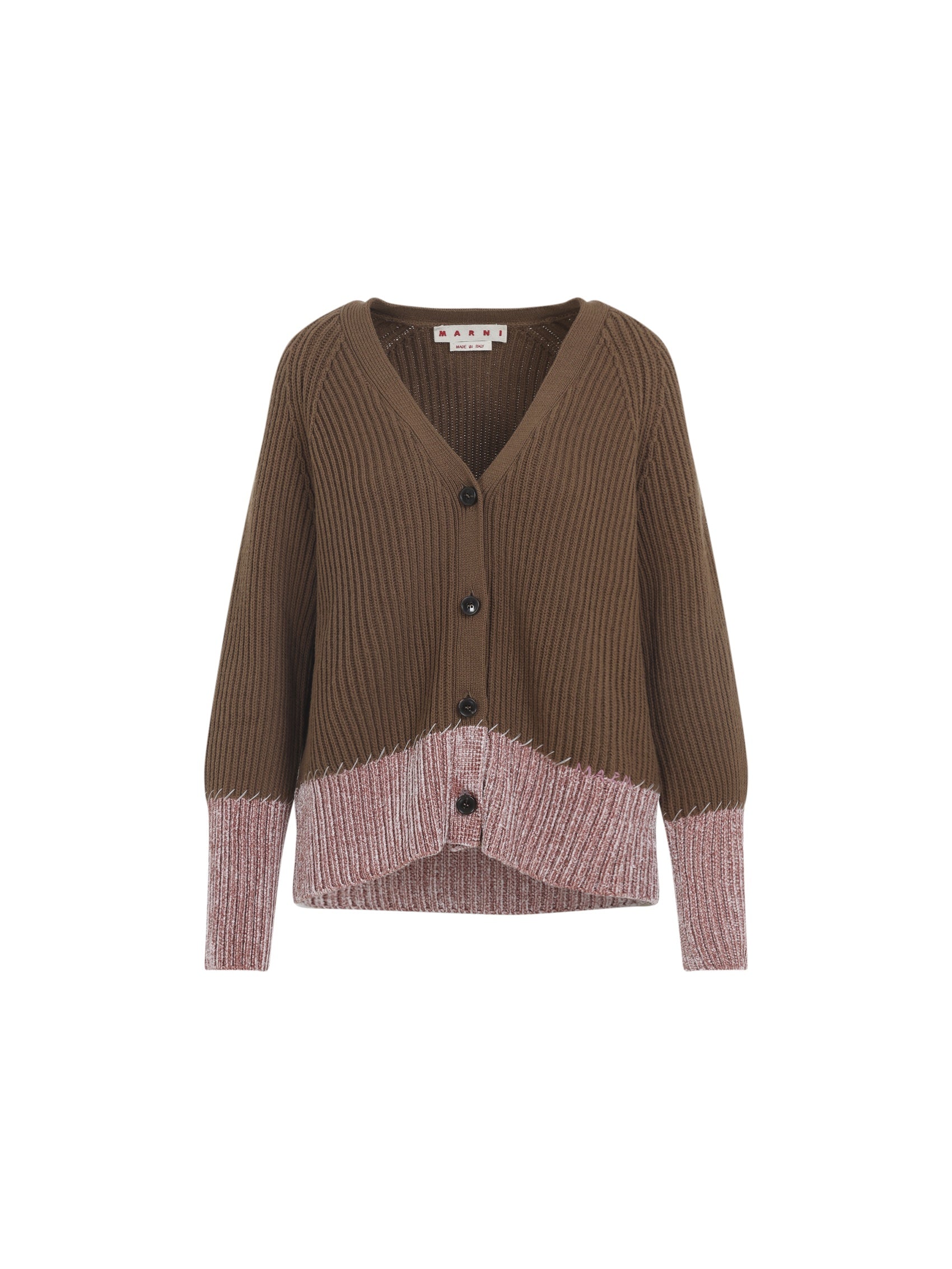 V Neck Bicolor Cardigan